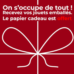 On s'occupe de tout ! Recevez vos jouets emballés. Le papier cadeau est offert.