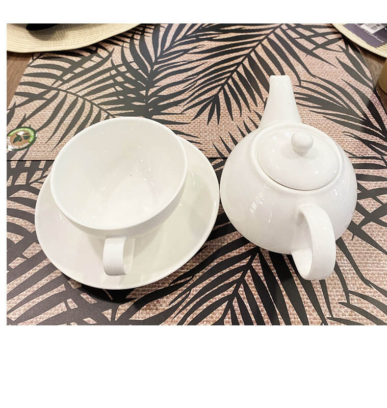 Théière + Tasse avec sous-tasse en porcelaine blanche 320 ml - Orca Sénégal