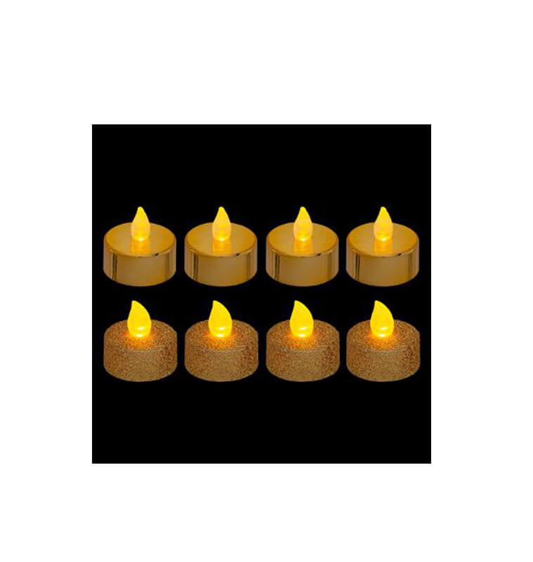 Lot de 8 bougies chauffe plat LED Cyani Argent