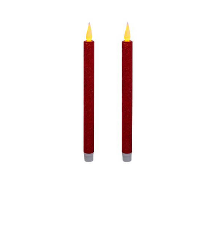 Set de 2 bougies chandelles cire rouge
