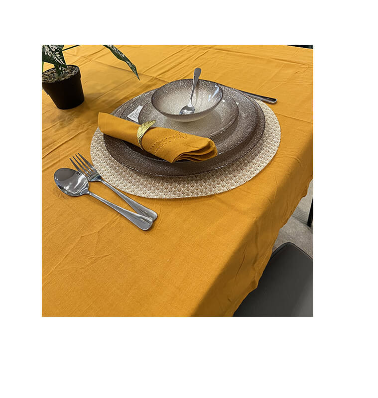 Lot De 4 Serviettes De Table En Coton Homescapes - Couleur Jaune Moutarde - Tissu Résistant - Pour Salle à Manger