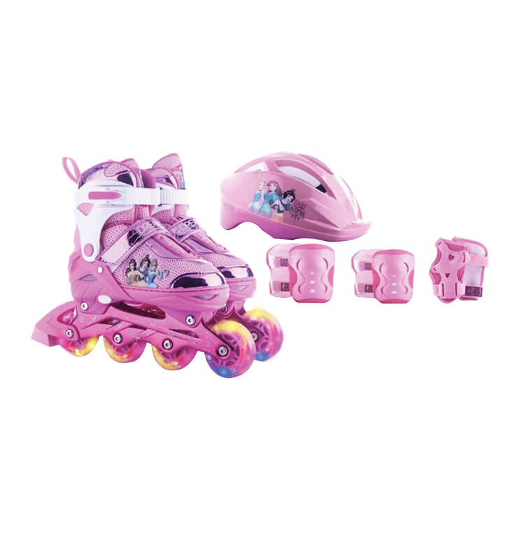 SMJ Patins à Roulettes 2 En 1 Réglables Pour Filles – Roues LED + Casque + Protections + Sac – Idéal Enfants